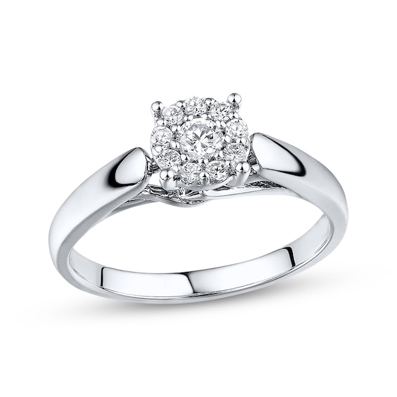 Previously Owned Diamond Engagement Ring 1/4 ct tw Round-cut 10K White Gold Size