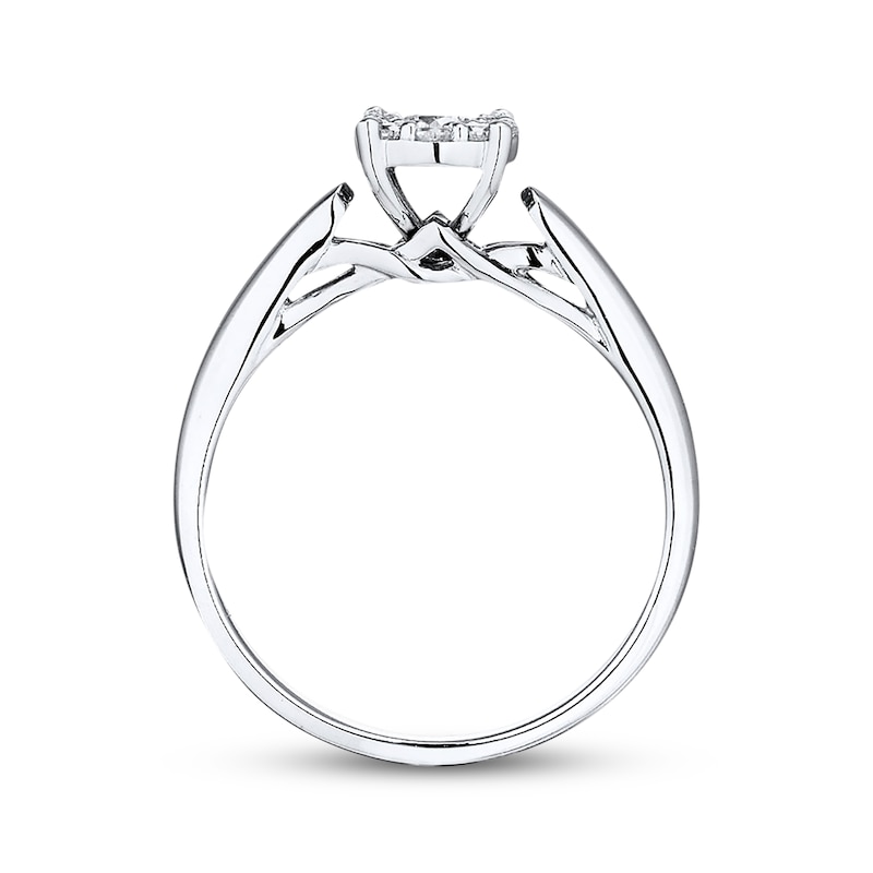 Main Image 2 of Previously Owned Diamond Engagement Ring 1/4 ct tw Round-cut 10K White Gold - Size 3.5