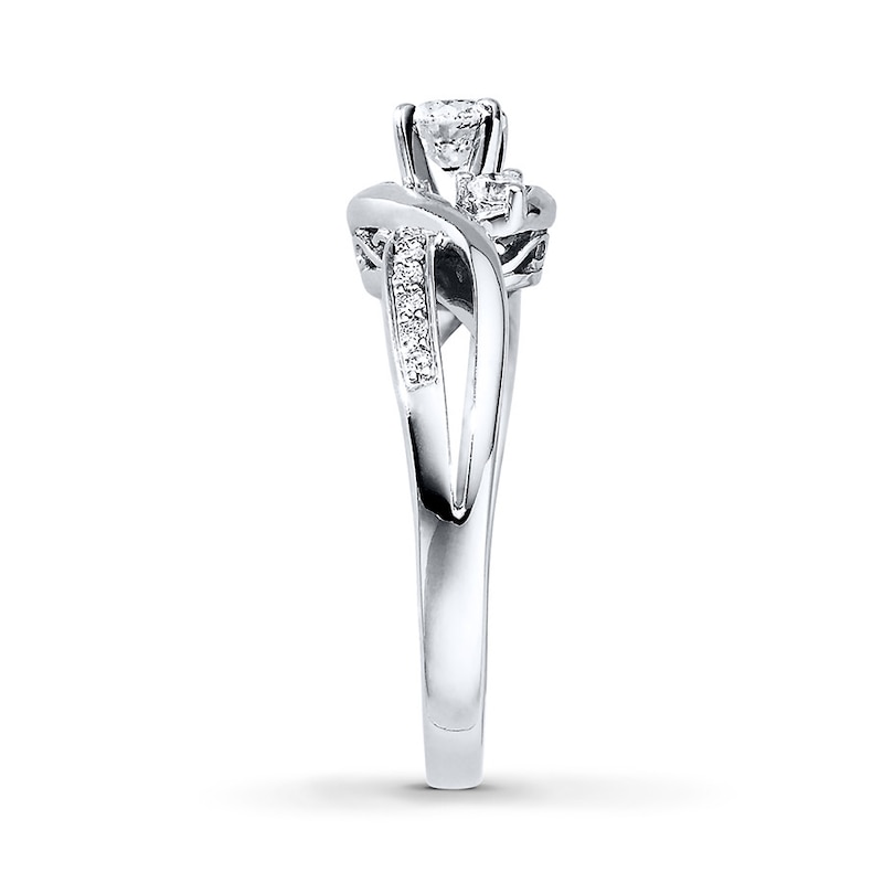 Main Image 3 of Previously Owned 3-Stone Diamond Ring 3/8 ct tw Round-cut 14K Gold - Size 4