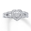 Thumbnail Image 1 of Previously Owned Open Hearts Ring 1/15 ct tw Diamonds Sterling Silver