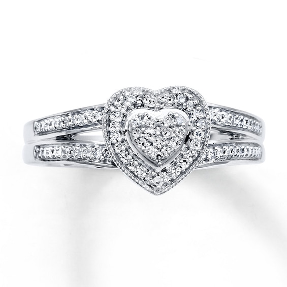 Previously Owned Open Hearts Ring 1/15 ct tw Diamonds Sterling Silver