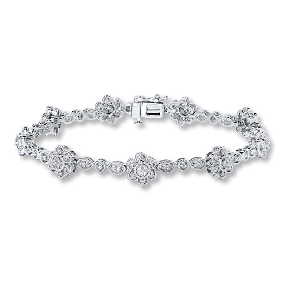 Previously Owned Diamond Bracelet 1/ ct tw Round-cut Sterling Silver 7.5