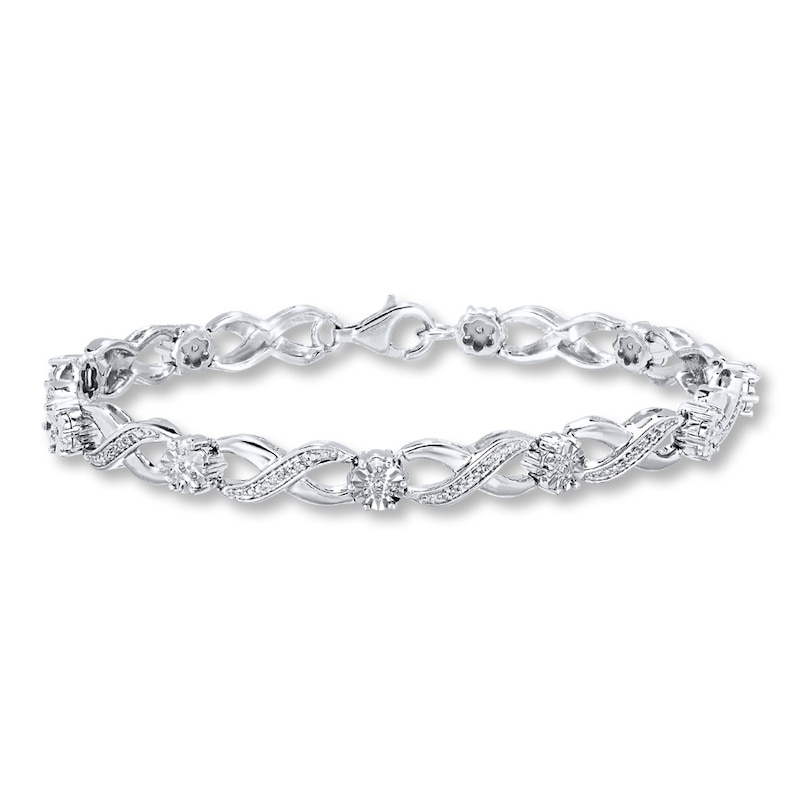Main Image 1 of Previously Owned Diamond Infinity Bracelet 1/4 ct tw Sterling Silver 7.25&quot;