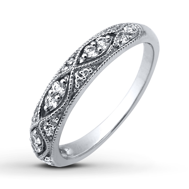 Main Image 3 of Previously Owned Band 1/5 ct tw Round-cut Diamonds 10K White Gold