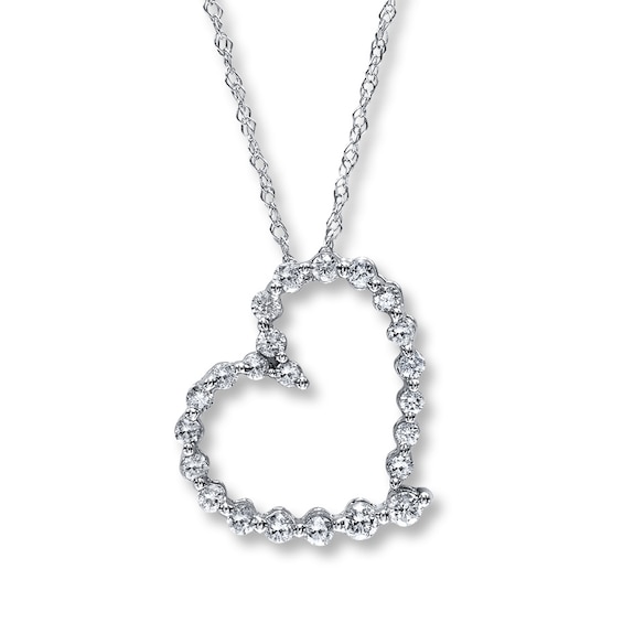 Previously Owned Diamond Heart Necklace 1/3 ct tw Round-cut 10K White Gold