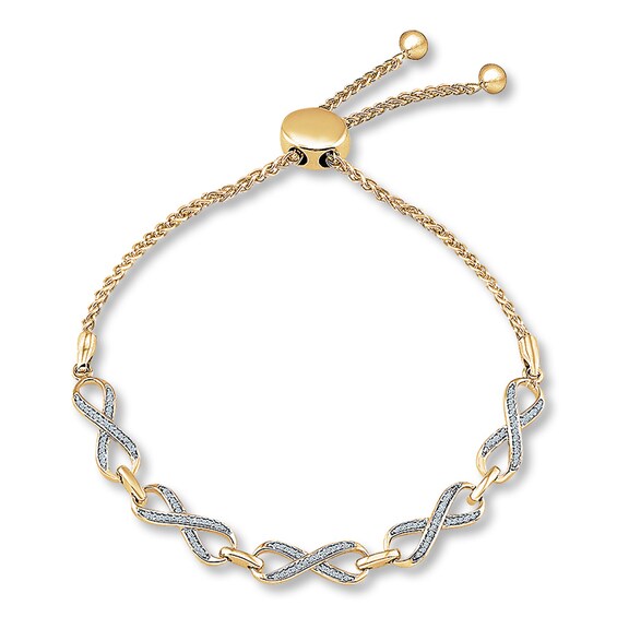 Previously Owned Diamond Infinity Bolo Bracelet 1/4 ct tw 10K Yellow Gold 9.5"
