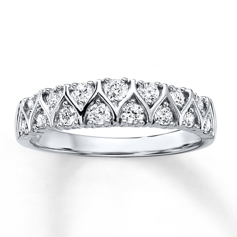Main Image 1 of Previously Owned Diamond Anniversary Band 1/2 ct tw Round-cut 10K White Gold