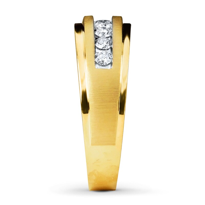 Main Image 3 of Previously Owned Men's Wedding Band 1/2 ct tw Round-cut Diamonds 10K Yellow Gold