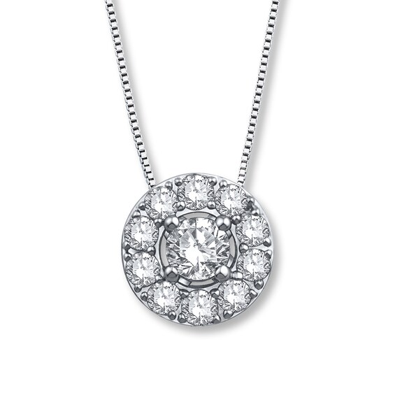 Previously Owned Diamond Necklace 1/2 ct tw Round-cut 14K White Gold