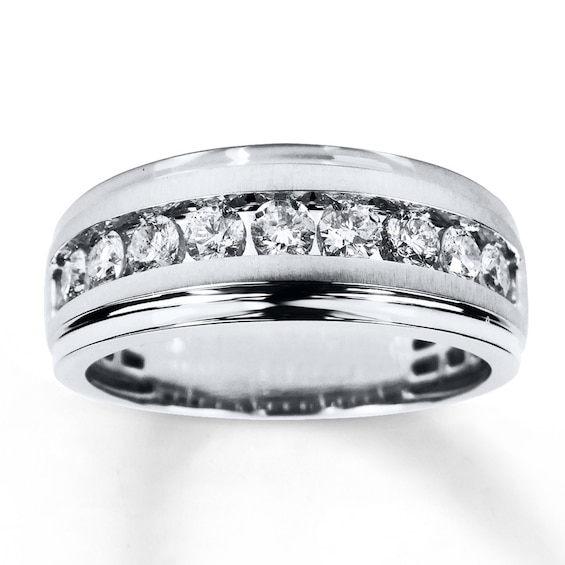 Previously Owned Men's Diamond Ring 1 ct tw Round-cut 10K White Gold