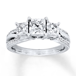 Previously Owned Diamond Ring 3/4 ct tw Princess & Round-cut 14K White Gold