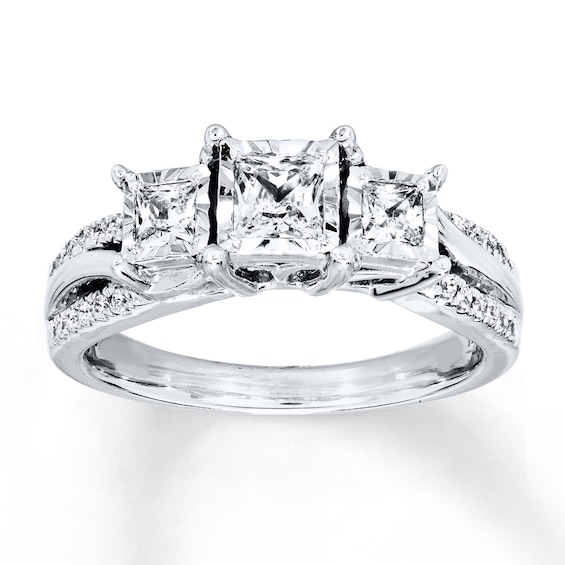 Previously Owned Diamond Ring 3/4 ct tw Princess & Round-cut 14K White Gold