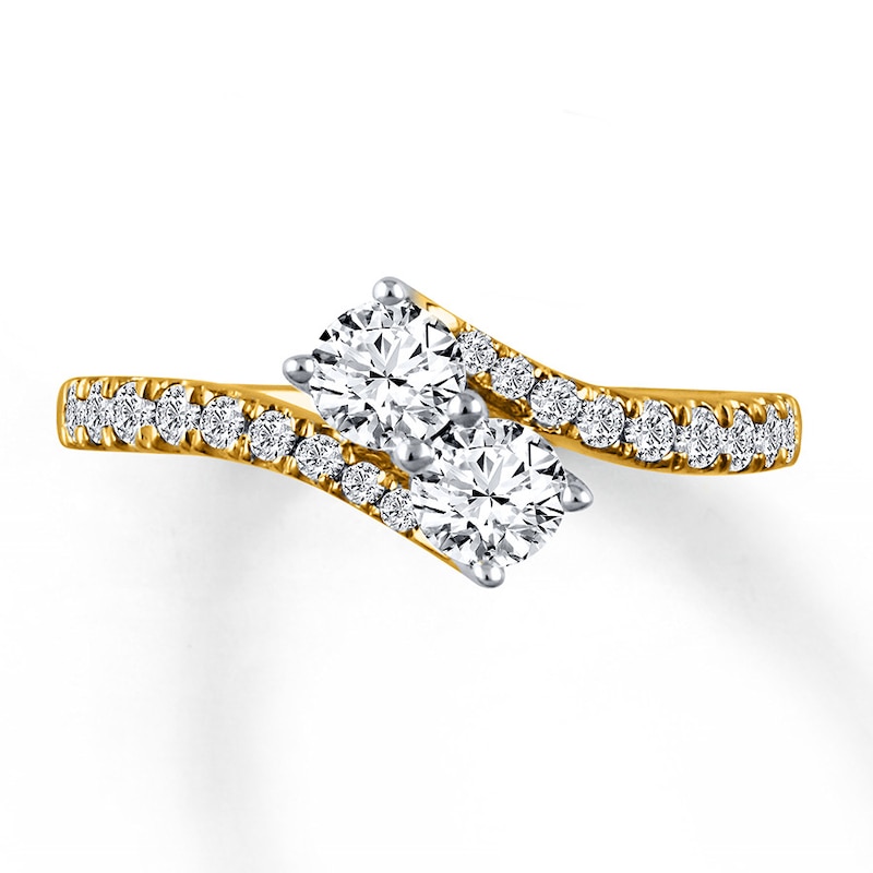 Previously Owned Ever Us Two-Stone Anniversary Ring 1 ct tw Round-cut Diamonds 14K Yellow Gold