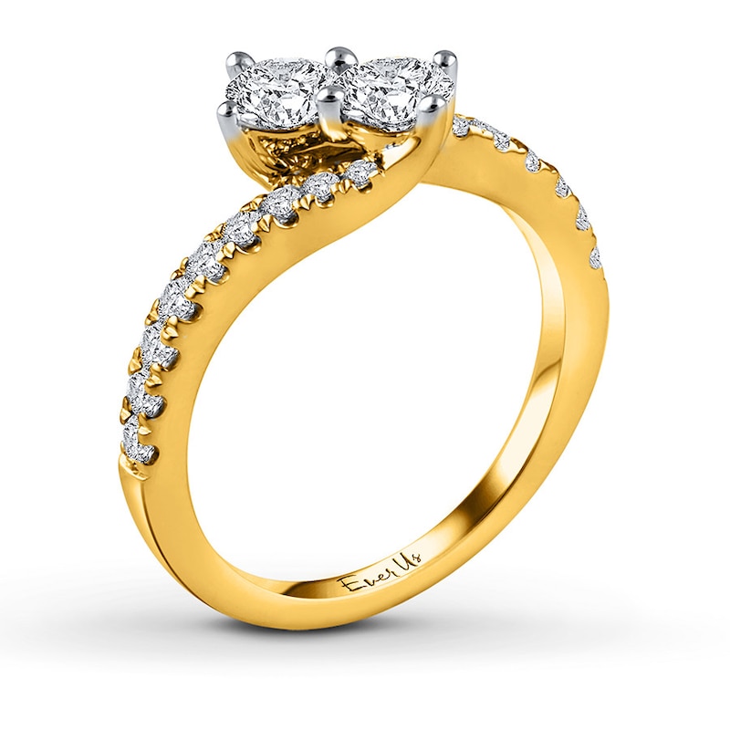 Previously Owned Ever Us Two-Stone Anniversary Ring 1 ct tw Round-cut Diamonds 14K Yellow Gold