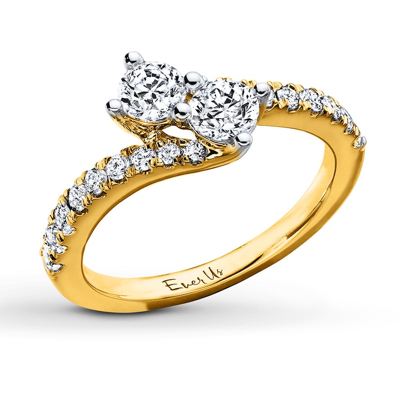 Previously Owned Ever Us Two-Stone Anniversary Ring 1 ct tw Round-cut Diamonds 14K Yellow Gold