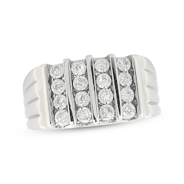 Previously Owned Men's Diamond Wedding Band 1/3 ct tw Round-cut 10K White Gold