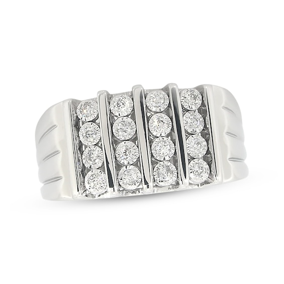 Previously Owned Men's Diamond Wedding Band 1/3 ct tw Round-cut 10K White Gold