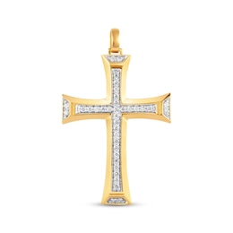 Previously Owned Men's Diamond Cross Charm 1/2 ct tw Round-cut 10K Yellow Gold
