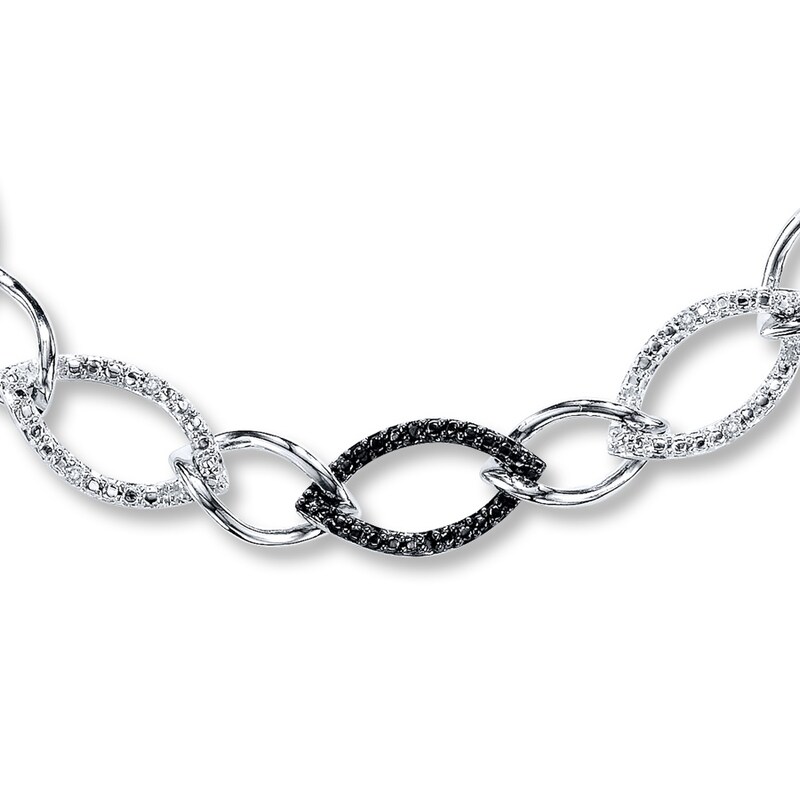 Main Image 1 of Previously Owned Black & White Diamond Bracelet 1/10 ct tw Sterling Silver
