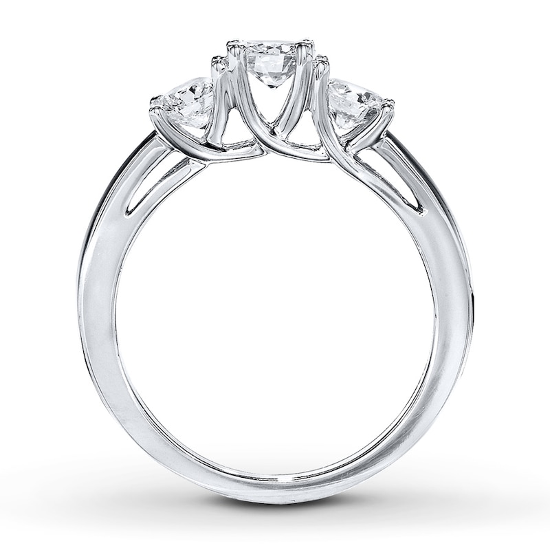 Main Image 2 of Previously Owned 3-Stone Diamond Ring 1 ct tw Round-cut 14K White Gold