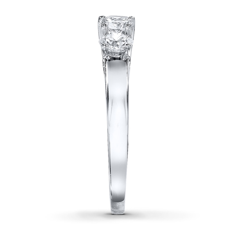 Main Image 3 of Previously Owned 3-Stone Diamond Ring 1 ct tw Round-cut 14K White Gold