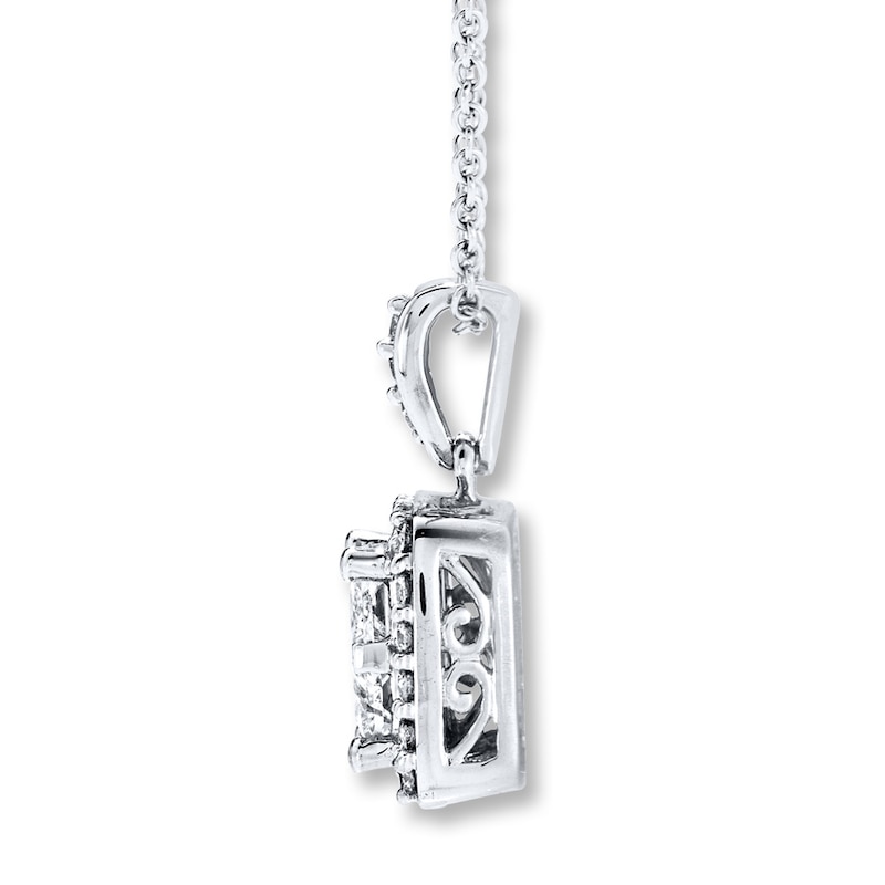 Main Image 2 of Previously Owned Diamond Necklace 1 ct tw Princess-cut & Round 14K White Gold