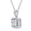 Thumbnail Image 3 of Previously Owned Diamond Necklace 1 ct tw Princess-cut & Round 14K White Gold