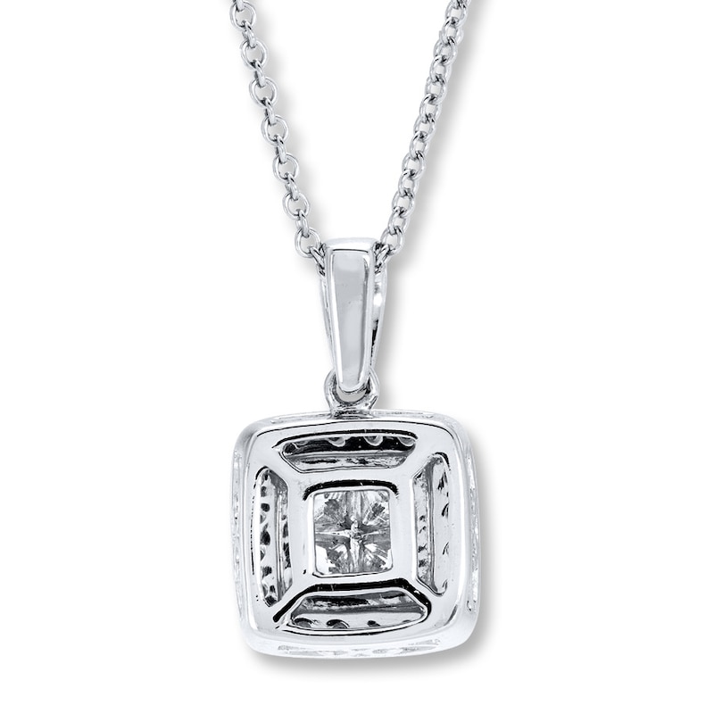 Main Image 4 of Previously Owned Diamond Necklace 1 ct tw Princess-cut & Round 14K White Gold