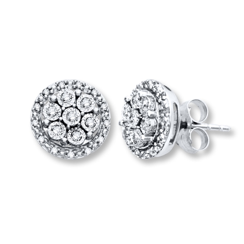 Main Image 1 of Previously Owned Diamond Earrings 1/5 ct tw Round-cut 10K White Gold