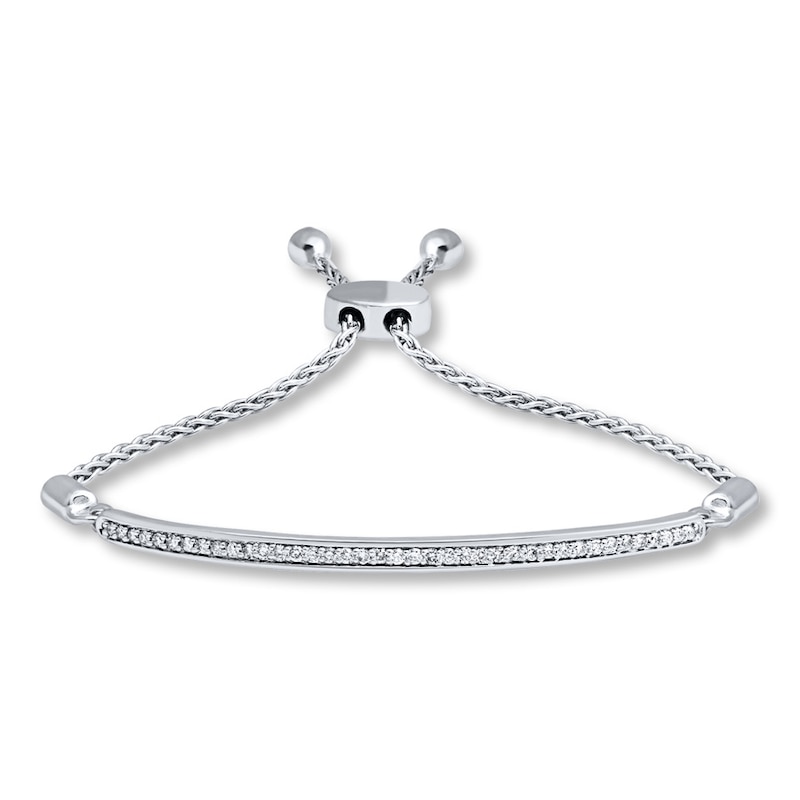 Main Image 1 of Previously Owned Diamond Bolo Bracelet 1/3 ct tw Round-cut Sterling Silver 9.5&quot;