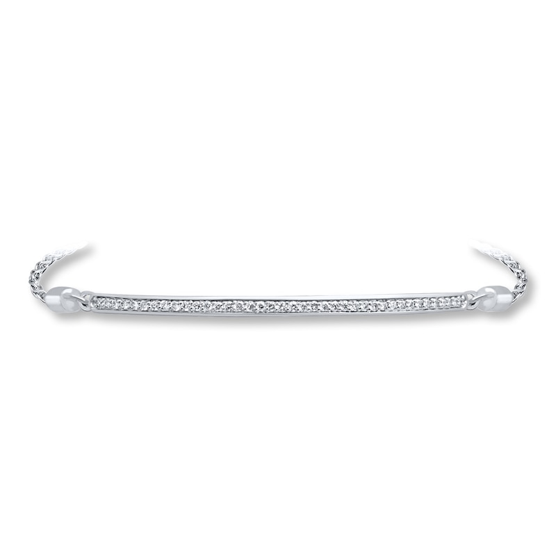 Main Image 2 of Previously Owned Diamond Bolo Bracelet 1/3 ct tw Round-cut Sterling Silver 9.5&quot;