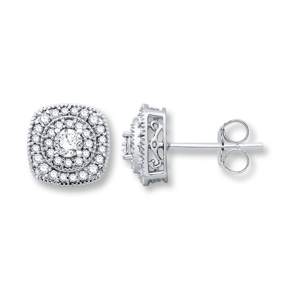 Previously Owned Diamond Earrings 1/2 ct tw Round-cut 10K White Gold