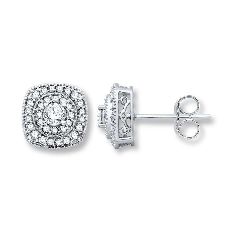 Main Image 1 of Previously Owned Diamond Earrings 1/2 ct tw Round-cut 10K White Gold