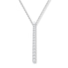 Previously Owned Diamond Bar Necklace 1/2 ct tw Round-cut 14K White Gold