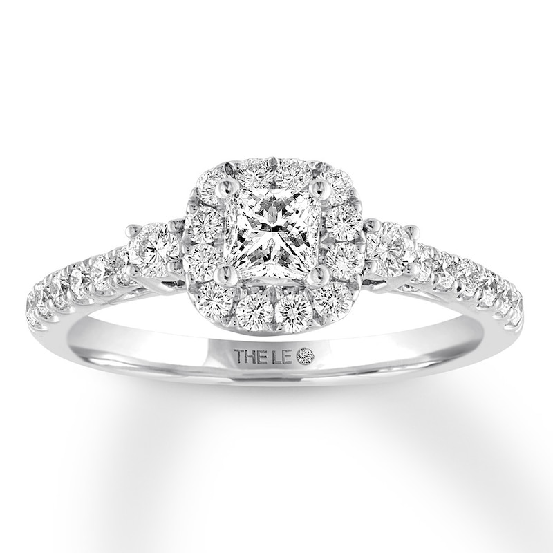 Previously Owned THE LEO Diamond Engagement Ring 3/4 ct tw Princess & Round-cut 14K White Gold