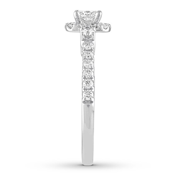 Thumbnail Image 3 of Previously Owned THE LEO Diamond Engagement Ring 3/4 ct tw Princess & Round-cut 14K White Gold
