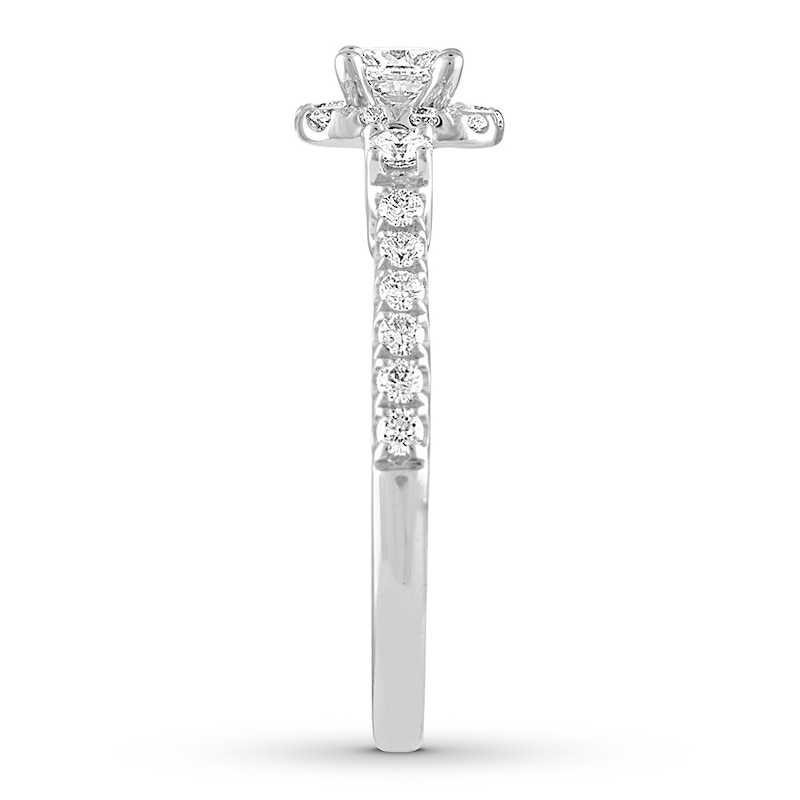 Previously Owned THE LEO Diamond Engagement Ring 3/4 ct tw Princess & Round-cut 14K White Gold