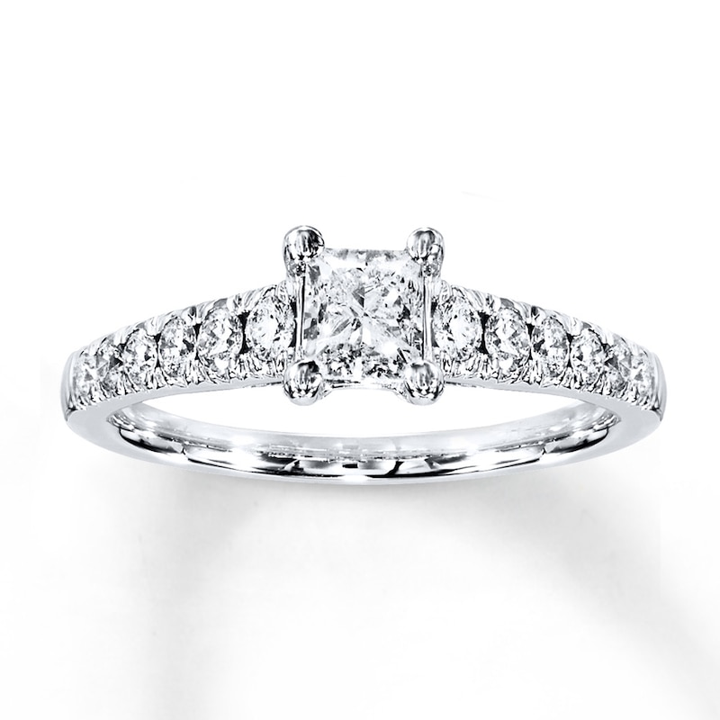Main Image 1 of Previously Owned Diamond Engagement Ring 1 ct tw Princess-cut 14K White Gold