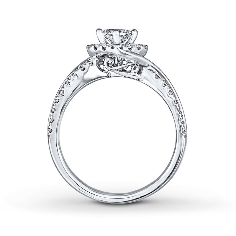 Main Image 2 of Previously Owned Leo Diamond Engagement Ring 3/4 ct tw Princess & Round-cut Diamonds 14K White Gold