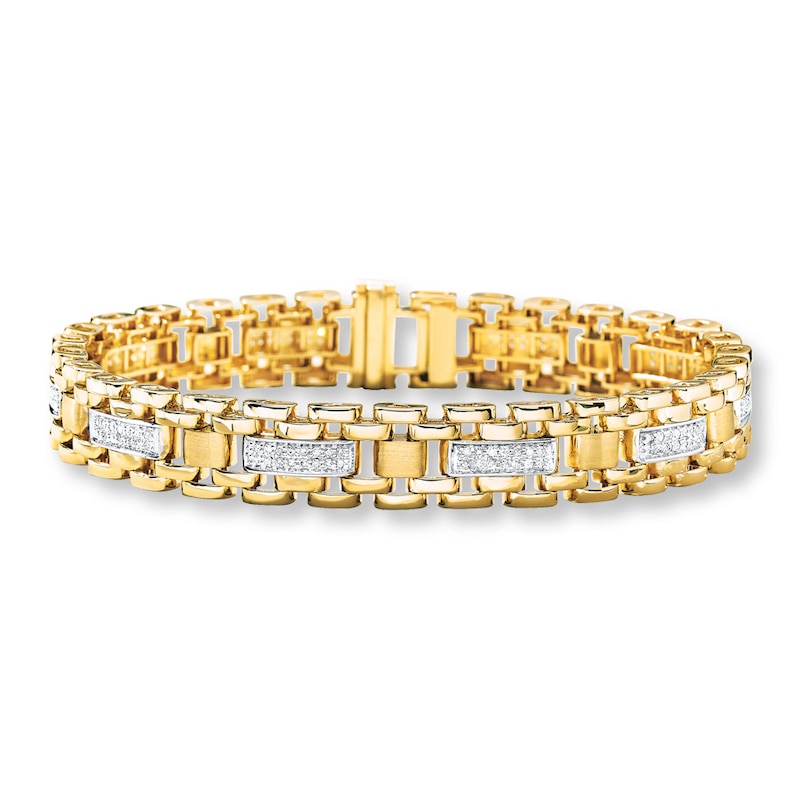 Main Image 1 of Previously Owned Men's Bracelet 3/4 ct tw Diamonds 10K Yellow Gold 8.25&quot;