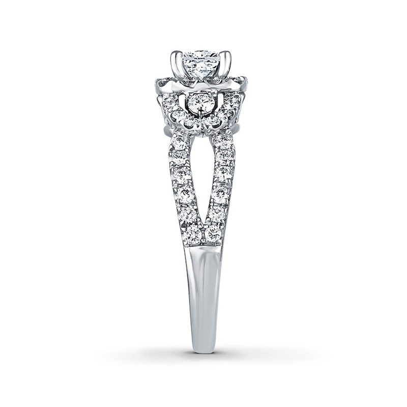 Main Image 3 of Previously Owned Leo Diamond Engagement Ring 1-1/8 ct tw Princess & Round-cut 14K White Gold
