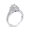 Thumbnail Image 1 of Previously Owned Diamond Ring 1-1/3 ct tw Emerald/Round-cut Diamonds 14K White Gold