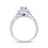 Thumbnail Image 2 of Previously Owned Diamond Ring 1-1/3 ct tw Emerald/Round-cut Diamonds 14K White Gold