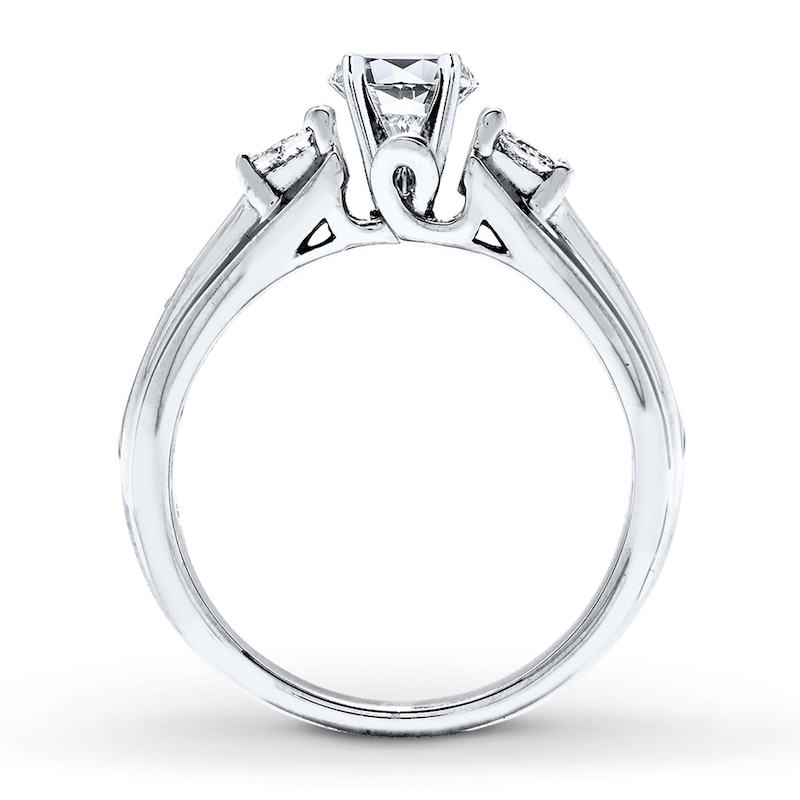 Previously Owned Diamond Engagement Ring Setting 1/2 ct tw Round & Princess-cut 14K White Gold