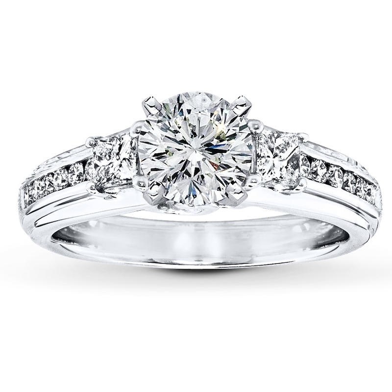 Previously Owned Diamond Engagement Ring Setting 1/2 ct tw Round & Princess-cut 14K White Gold