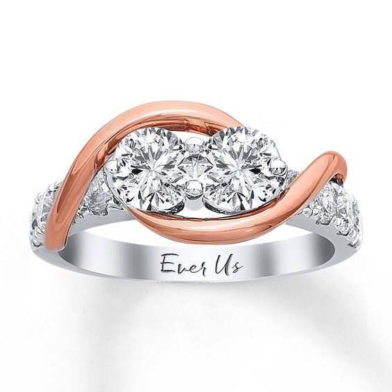 Previously Owned Ever Us Two-Stone Anniversary Ring 2 ct tw Round-cut Diamonds 14K Two-Tone Gold