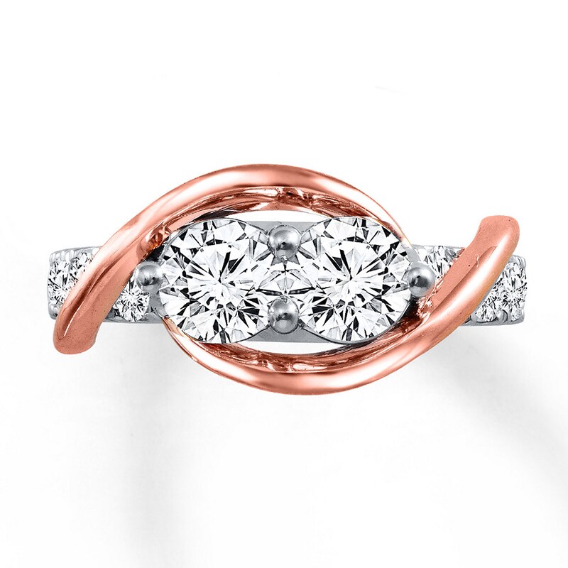 Main Image 4 of Previously Owned Ever Us Two-Stone Anniversary Ring 2 ct tw Round-cut Diamonds 14K Two-Tone Gold