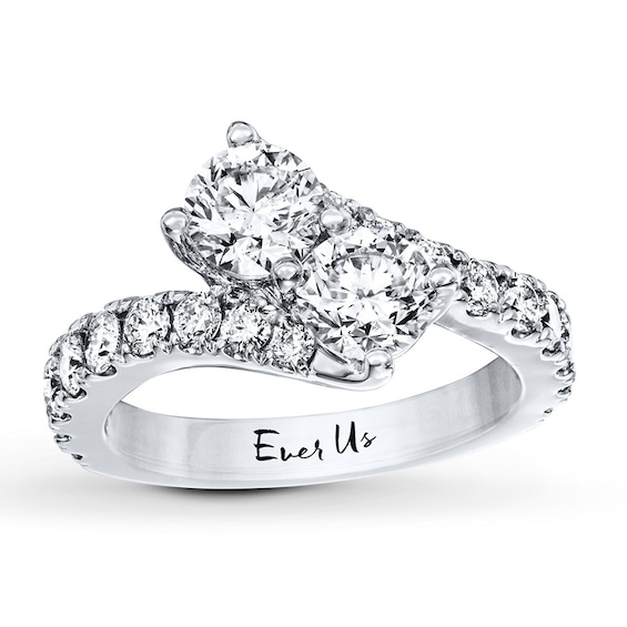 Previously Owned Ever Us Two-Stone Anniversary Ring 2-/ ct tw Round-cut Diamonds 14K White Gold