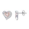Thumbnail Image 0 of Previously Owned Diamond Heart Earrings 1/10 carat tw Sterling Silver/10K Gold