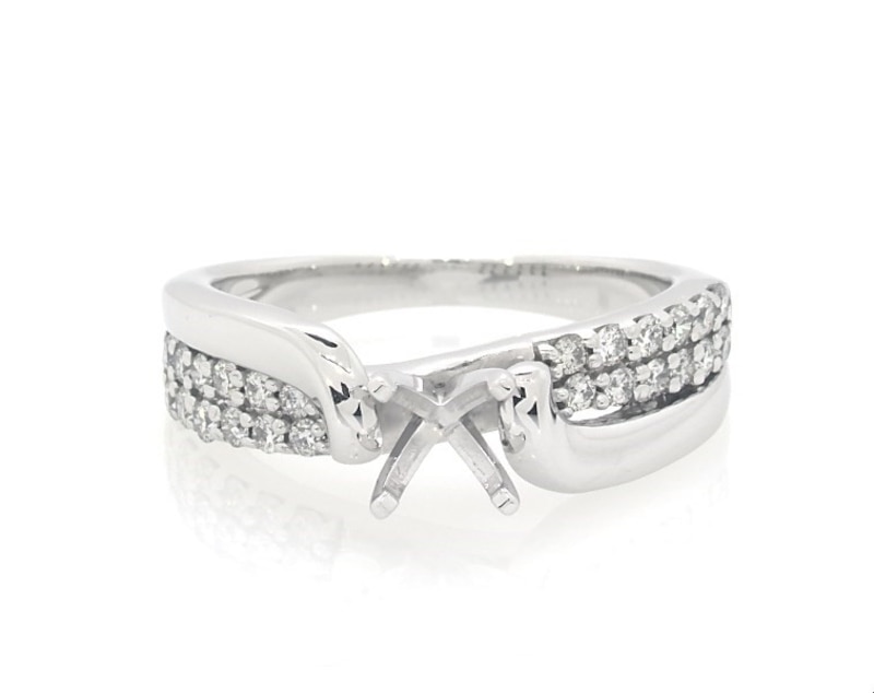 Main Image 1 of Previously Owned Diamond Bypass Engagement Ring Setting 3/8 ct tw 14K White Gold